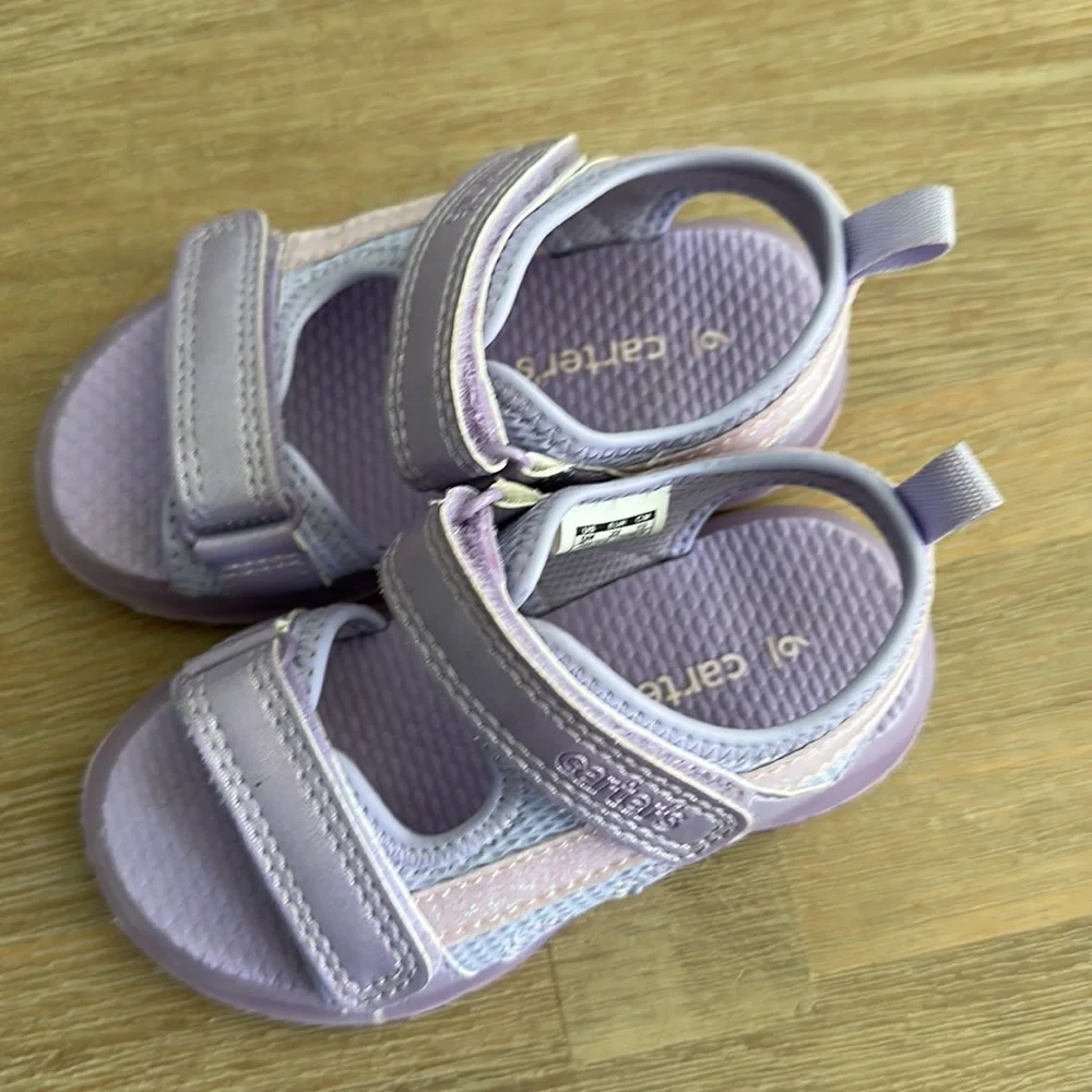 Kids Lilac Sparkle Adjustable Sandals